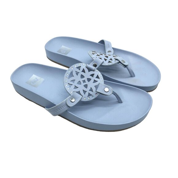 Dolce Vita Girls Prisma Flip-Flop Sandals Rhinestones Laser Cut Blue 3 - Picture 1 of 5